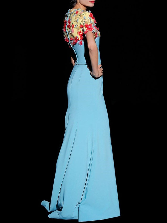 Hannibal Laguna Look 34 DALIA | Vestido De Corte Sirena En Crepe Azul