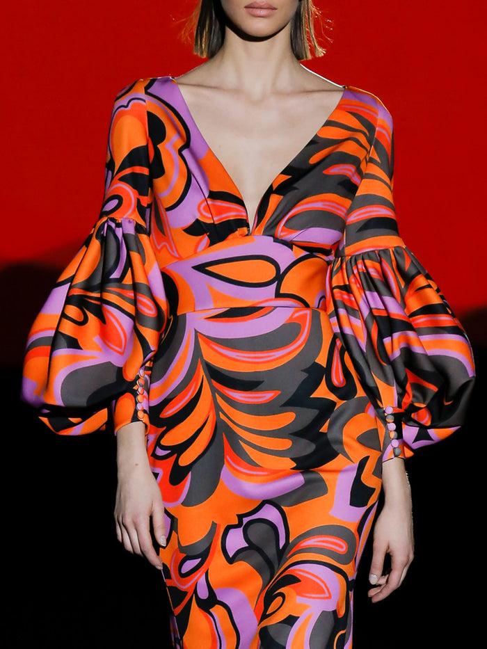 Hannibal Laguna LOOK 34 FLAVIA | Vestido De Fiesta En Neopreno Con Falda Sirena Midi