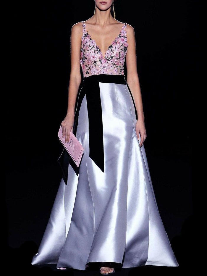 Hannibal laguna Look 37 CRYSTAL | Vestido con Cuerpo bordado en cristal rosa y negro