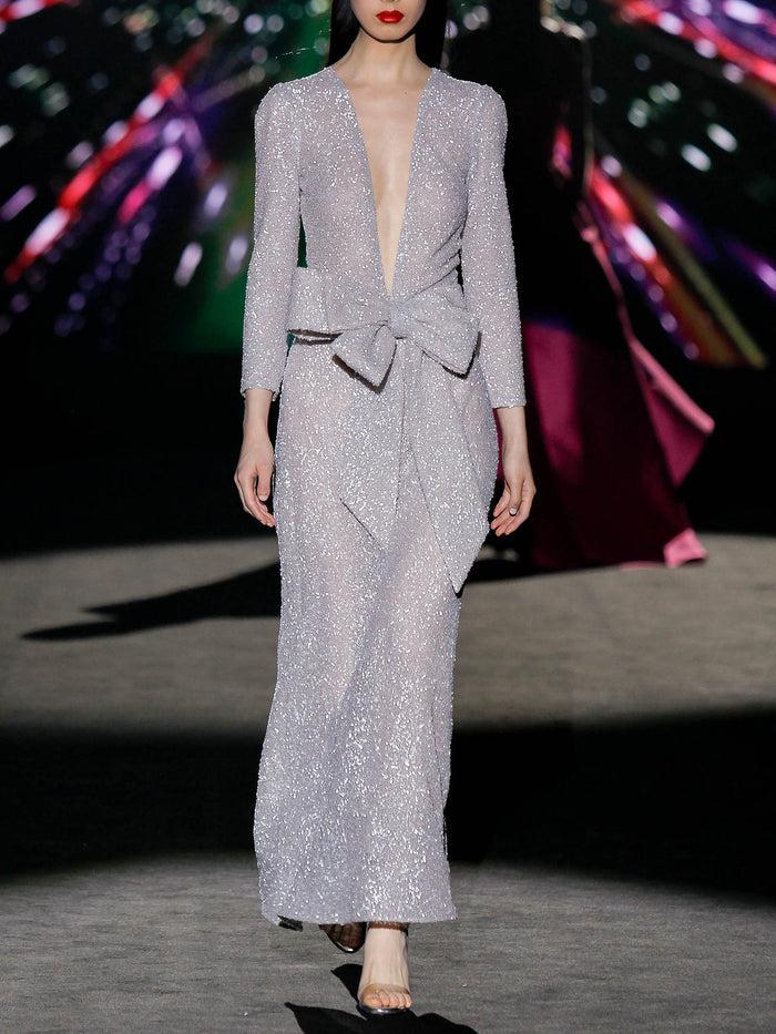 Hannibal laguna LOOK 37 IVANKOVA | Vestido de fiesta en lentejuelas mate plata