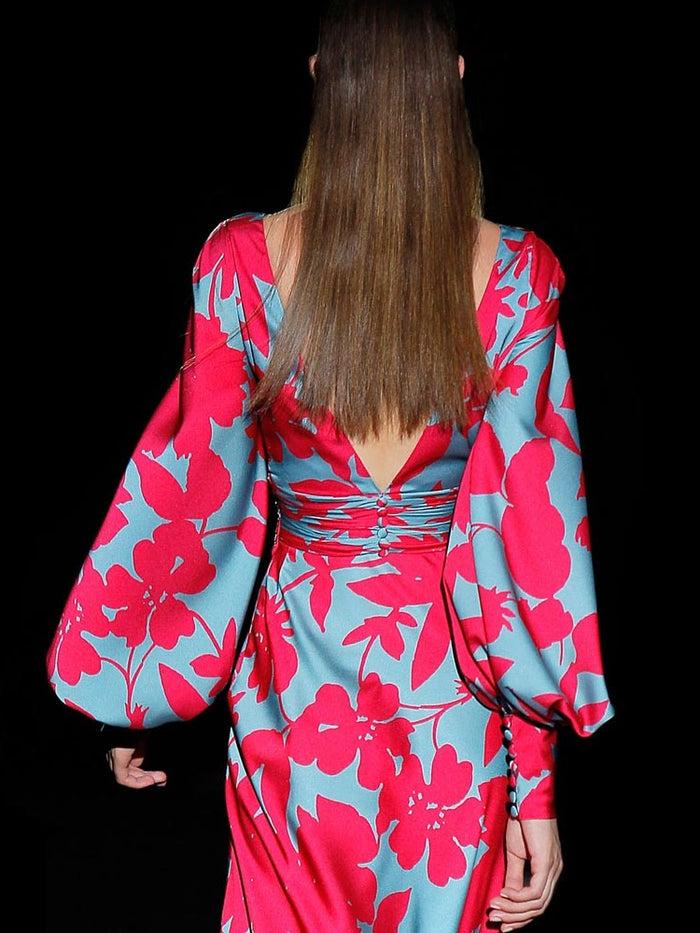 Hannibal Laguna Look 38 DAMASCO | Vestido Satín Estampado