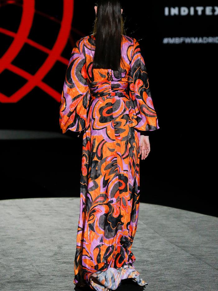 Hannibal Laguna LOOK 38 FLANDES | Vestido De Fiesta En Gasa Devoré Con Amplia Falda