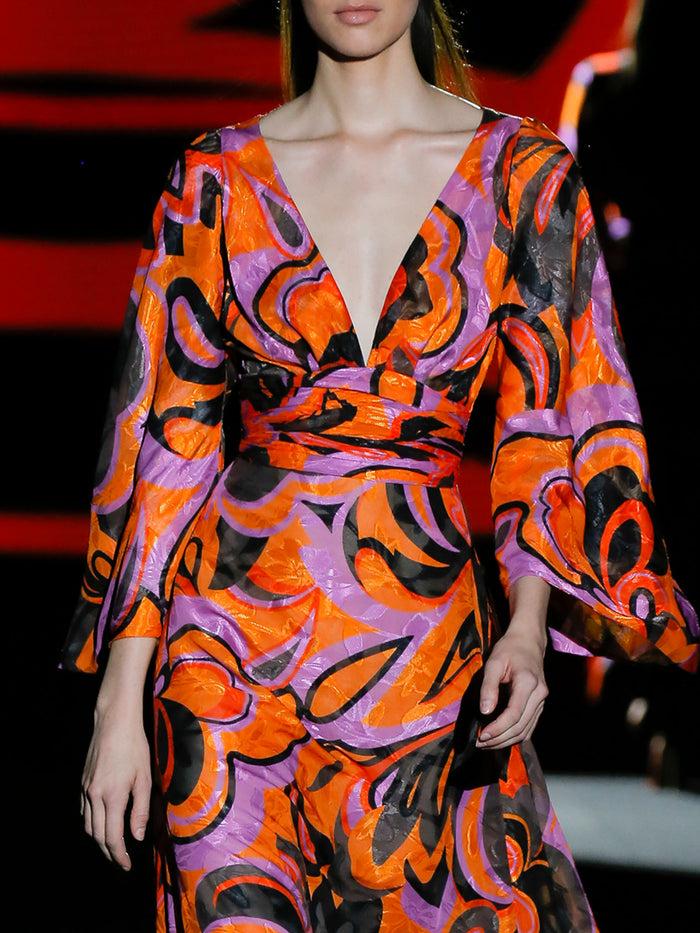 Hannibal Laguna LOOK 38 FLANDES | Vestido De Fiesta En Gasa Devoré Con Amplia Falda