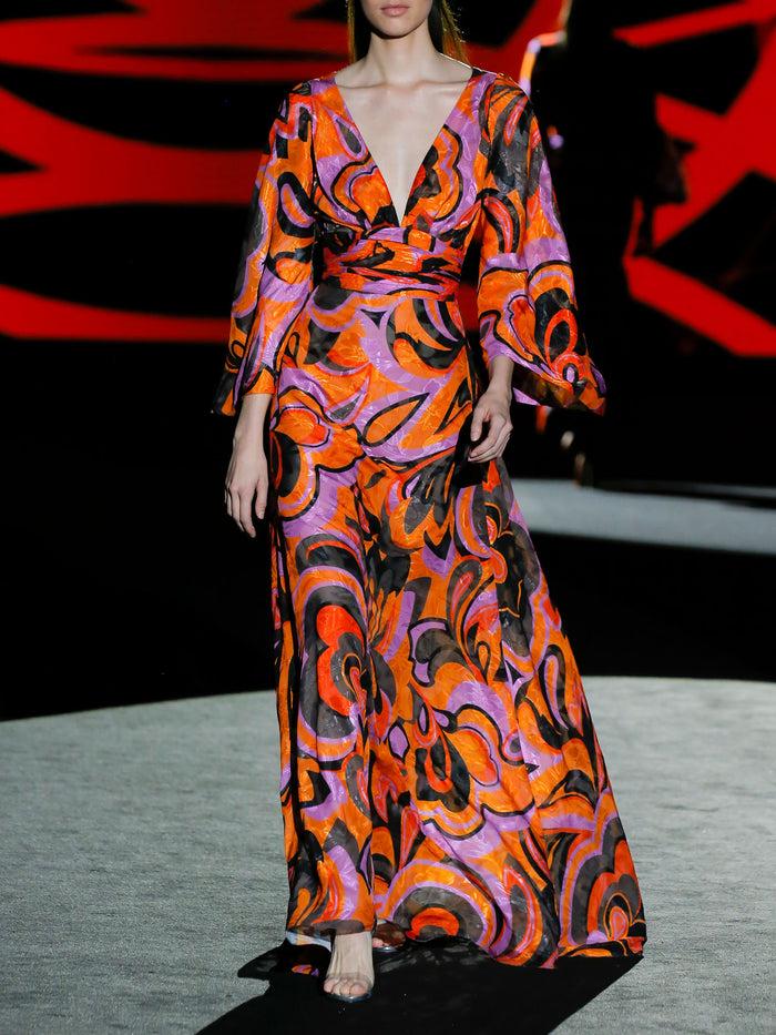 Hannibal laguna LOOK 38 FLANDES | Vestido de fiesta en gasa devoré con amplia falda