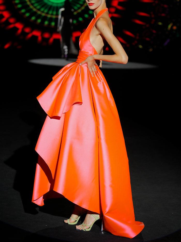 Hannibal Laguna LOOK 38 ITALY | Vestido De Fiesta Largo De Mikado En Color Salmón