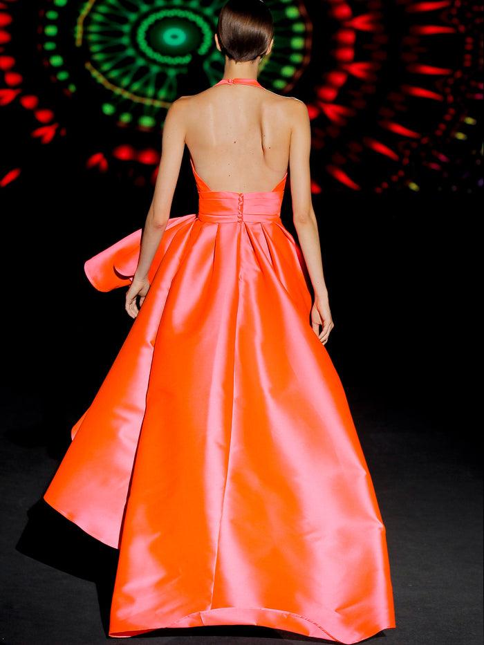 Hannibal Laguna LOOK 38 ITALY | Vestido De Fiesta Largo De Mikado En Color Salmón