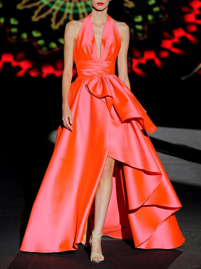Hannibal laguna LOOK 38 ITALY | Vestido de fiesta largo de mikado en color salmón