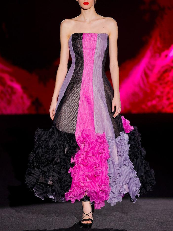 Hannibal laguna LOOK 38 Vestido JAILOA | Vestido midi de fiesta realizado en garza espiga tricolor