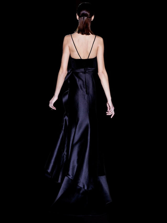 Hannibal Laguna Look 39 CARRUSEL | Cuerpo Terciopelo Y Falda En Gran Pique Negro