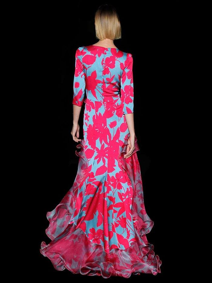 Hannibal Laguna Look 39 DUCHESE | Vestido Largo Satín Estampado