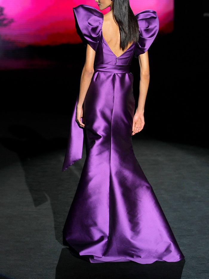 Hannibal Laguna LOOK 39 HECHIZO | Vestido En Mikado Color Morado