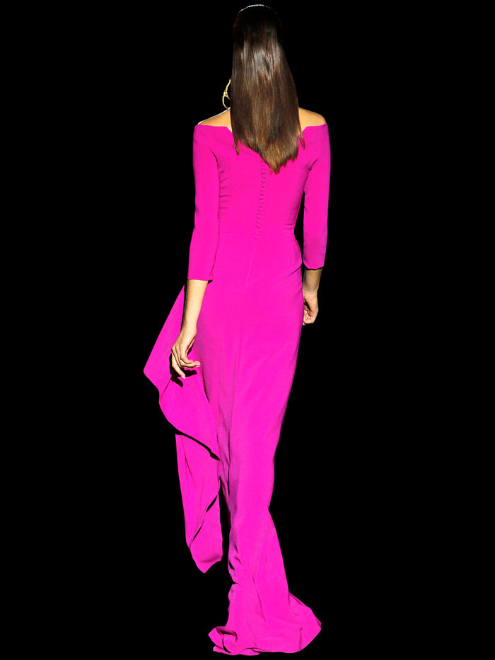 Hannibal Laguna LOOK 4 BUGANVILLA | Vestido Largo De Fiesta En Crepe Morado