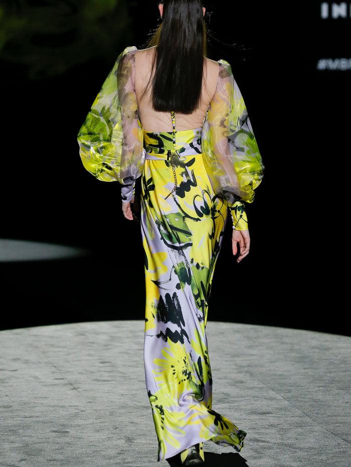 Hannibal Laguna LOOK 4 FIORE | Vestido Fiesta En Satin Estampado