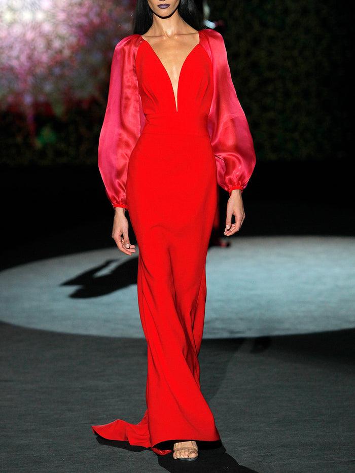 Hannibal laguna LOOK 4 HESTRELIA | Vestido de fiesta en crepe y organza geranio