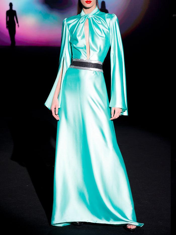 Hannibal Laguna LOOK 4 Vestido JELBANI | Vestido De Fiesta Realizado En Satin Color Verde Agua