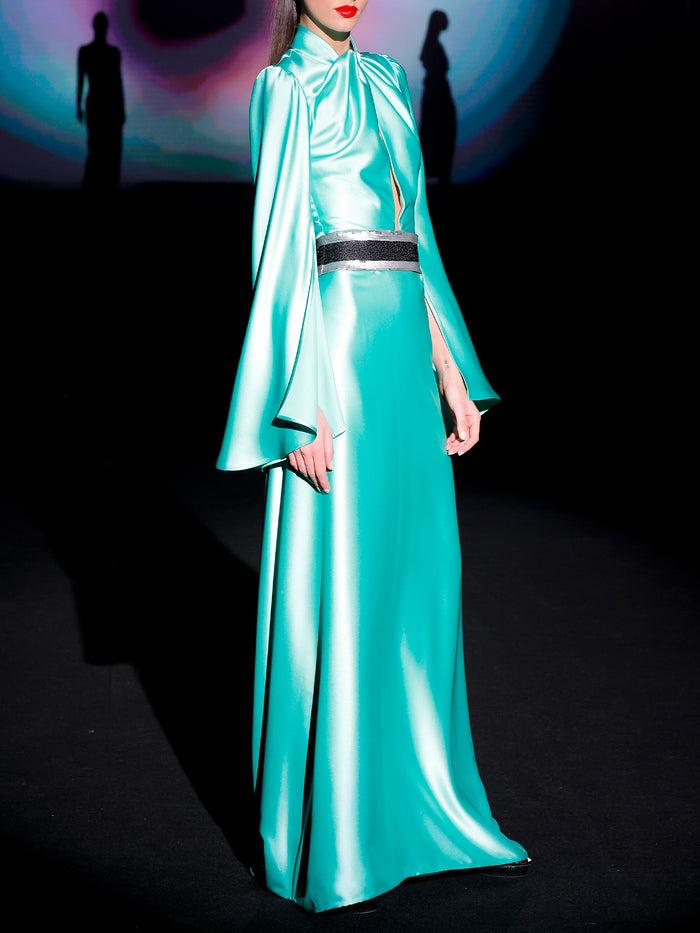 Hannibal Laguna LOOK 4 Vestido JELBANI | Vestido De Fiesta Realizado En Satin Color Verde Agua