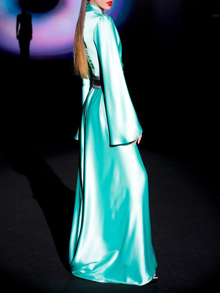 Hannibal Laguna LOOK 4 Vestido JELBANI | Vestido De Fiesta Realizado En Satin Color Verde Agua