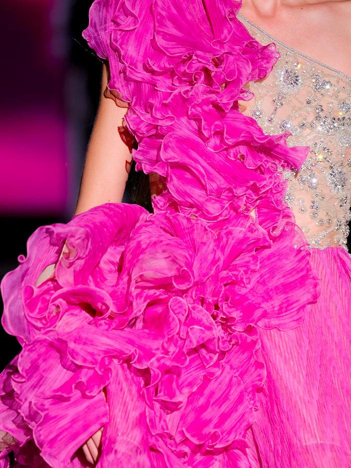 Hannibal Laguna LOOK 40 Vestido JARALAICO | Vestido Corto De Fiesta Realizado En Garza Ciclamen Y Swarovski