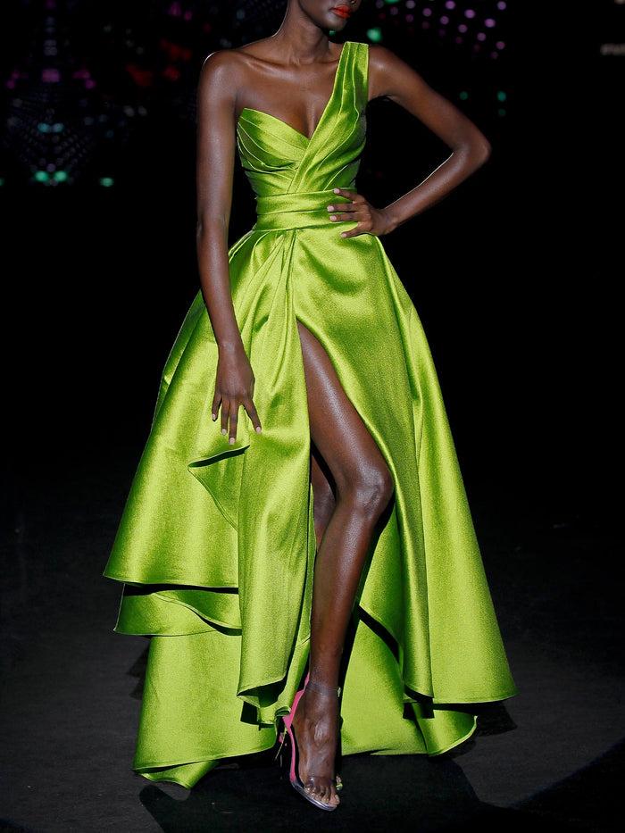 Hannibal Laguna LOOK 41 INMENSITY | Vestido De Fiesta Largo En Martelé Verde