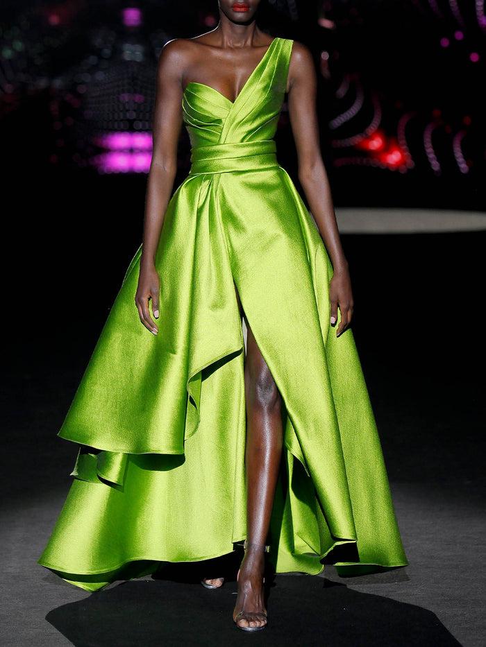 Hannibal laguna LOOK 41 INMENSITY | Vestido de fiesta largo en martelé verde