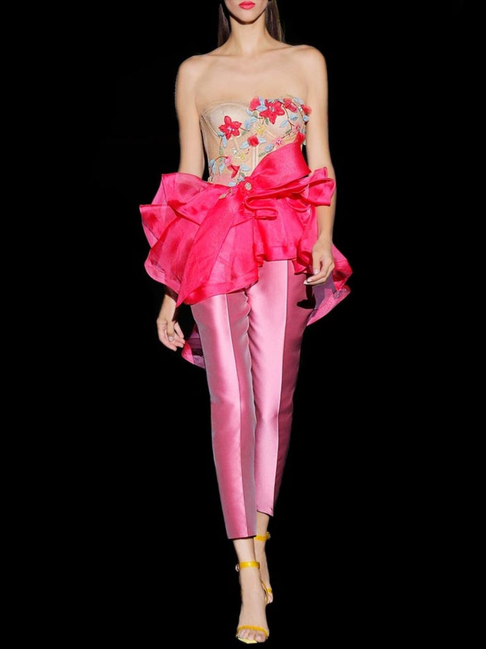 Hannibal laguna Look 42 DOLLY y DAX | Bustier joya tul invisible bordado. Pantalon capri pitillo