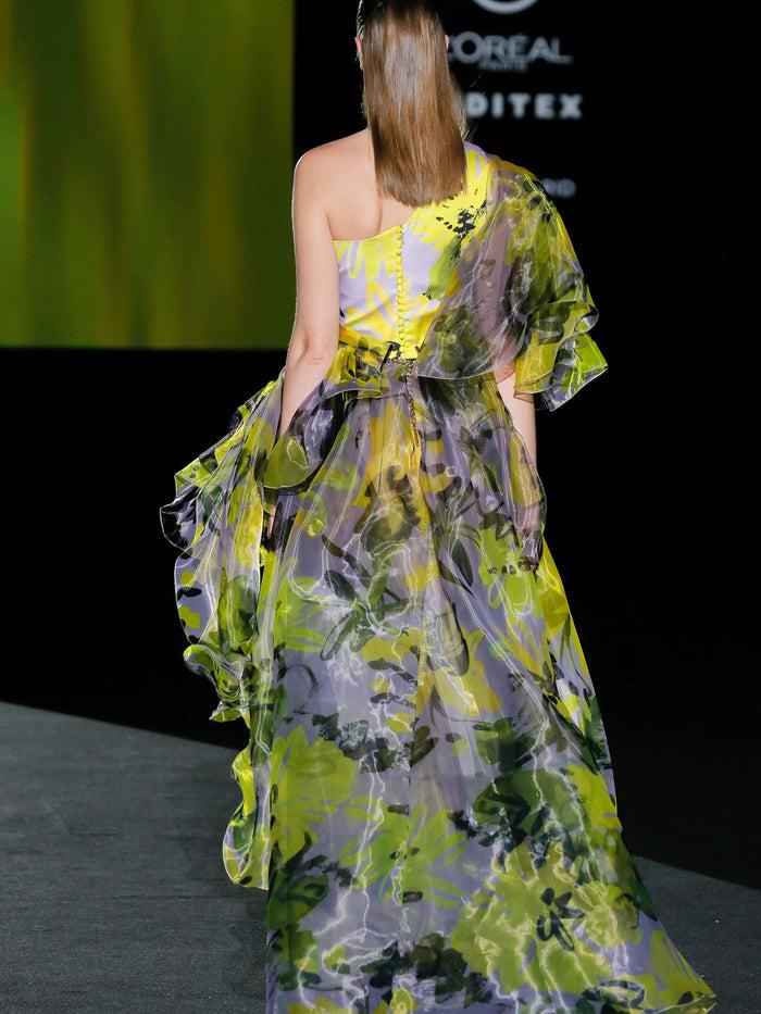 Hannibal Laguna LOOK 5 FIORELLA | Vestido De Fiesta Asimétrico En Organza Estampada