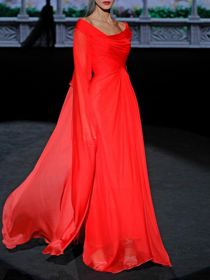 Hannibal Laguna LOOK 5 GERANIUM | Vestido De Fiesta En Gasa Color Geranio