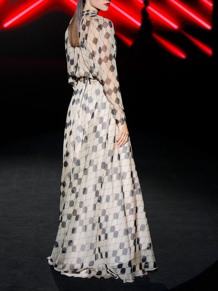 Hannibal Laguna LOOK 5 IMPERIALE | Vestido Largo De Fiesta En Gasa Estampada Arlequín