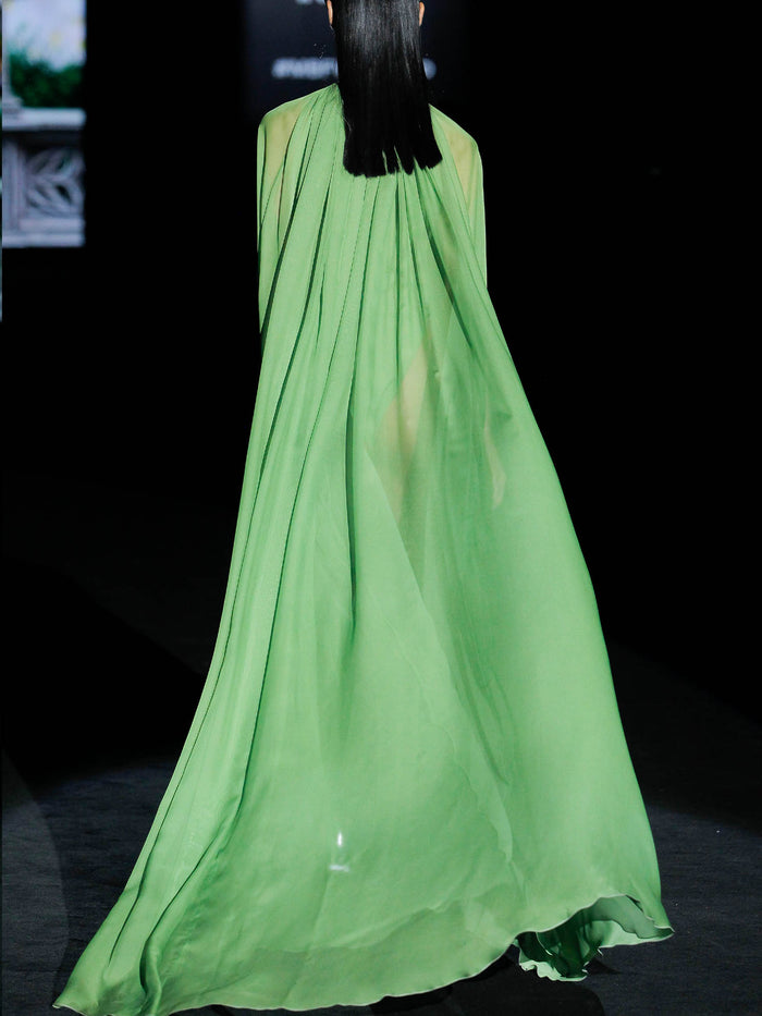 Hannibal Laguna LOOK 6 GABANI Y GOLD | Body En Satín Y Capa En Gasa