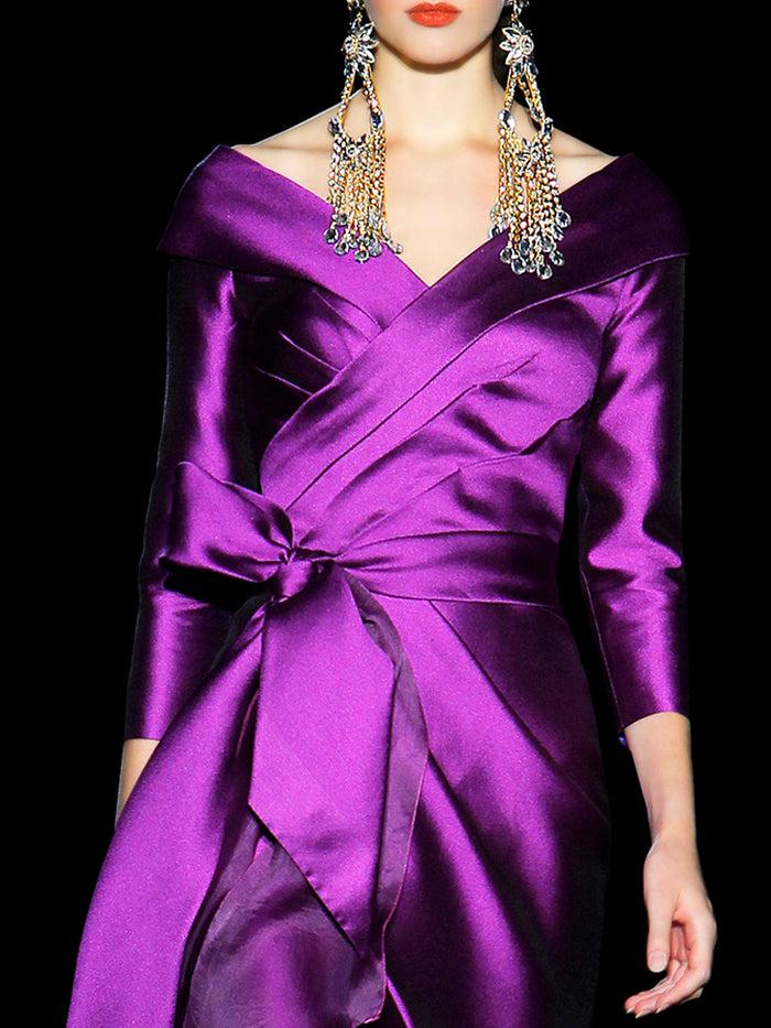 Hannibal Laguna LOOK 7 BARNY | Vestido Cocktail En Mikado Pique Morado