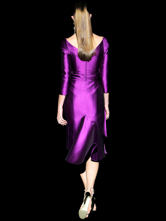 Hannibal Laguna LOOK 7 BARNY | Vestido Cocktail En Mikado Pique Morado