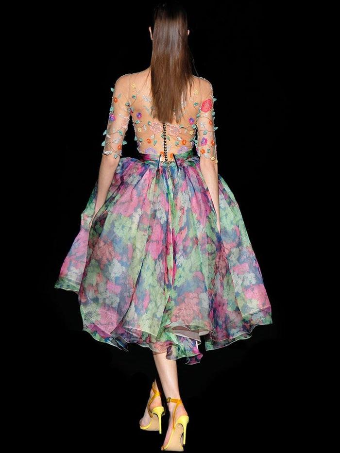 Hannibal Laguna Look 7 DANELI | Vestido Años 50 Con Falda Organza Seda