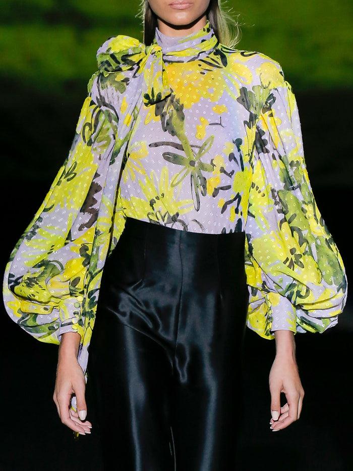 Hannibal Laguna LOOK 7 FLORIAN Y FIORA / Body Estampado Con Lazada Cuello. Pantalón Satin