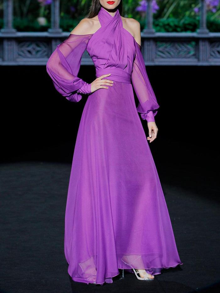 Hannibal Laguna LOOK 7 GRETEL | Vestido De Fiesta En Gasa Y Satín Color Lavanda