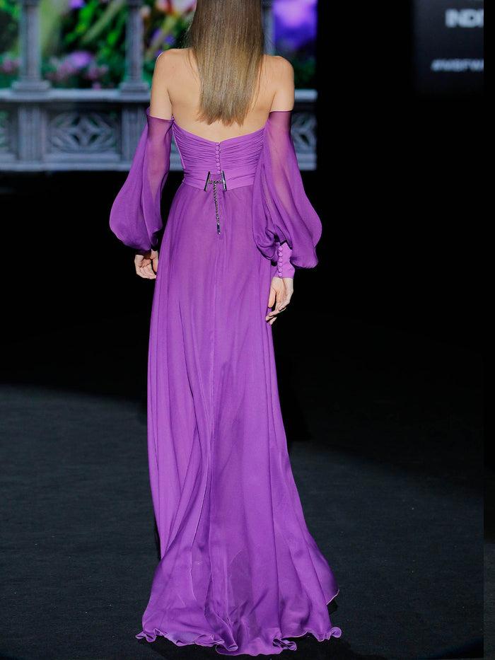 Hannibal Laguna LOOK 7 GRETEL | Vestido De Fiesta En Gasa Y Satín Color Lavanda