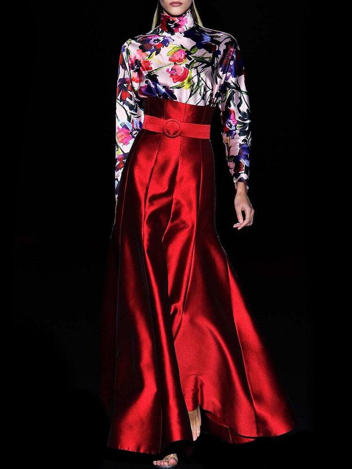 Hannibal laguna Look 8 CEIBA y CHARLOTE | Blusa en satin estampado azaleas