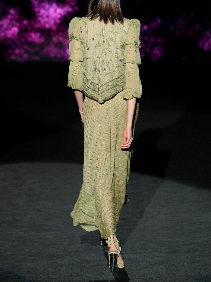 Hannibal Laguna LOOK 8 HALADA Y HANAWA | Blusa Y Falda En Gasa Bordada