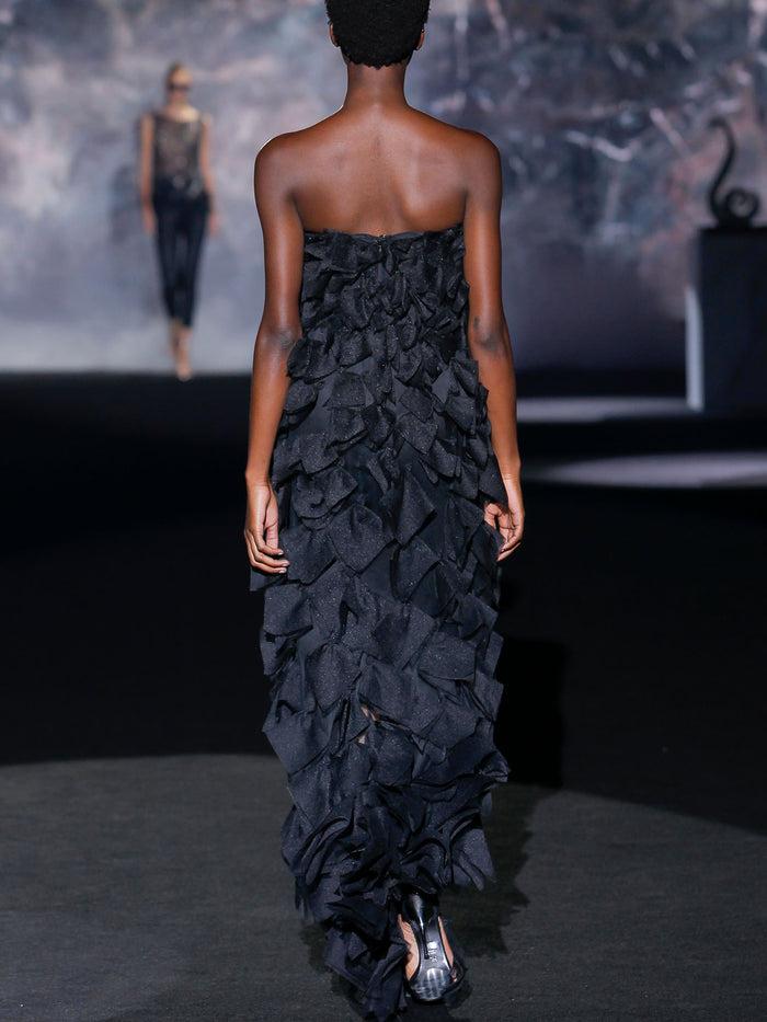 Hannibal Laguna Look 8 XENDRA | Vestido Largo De Fiesta En Organza Color Negro