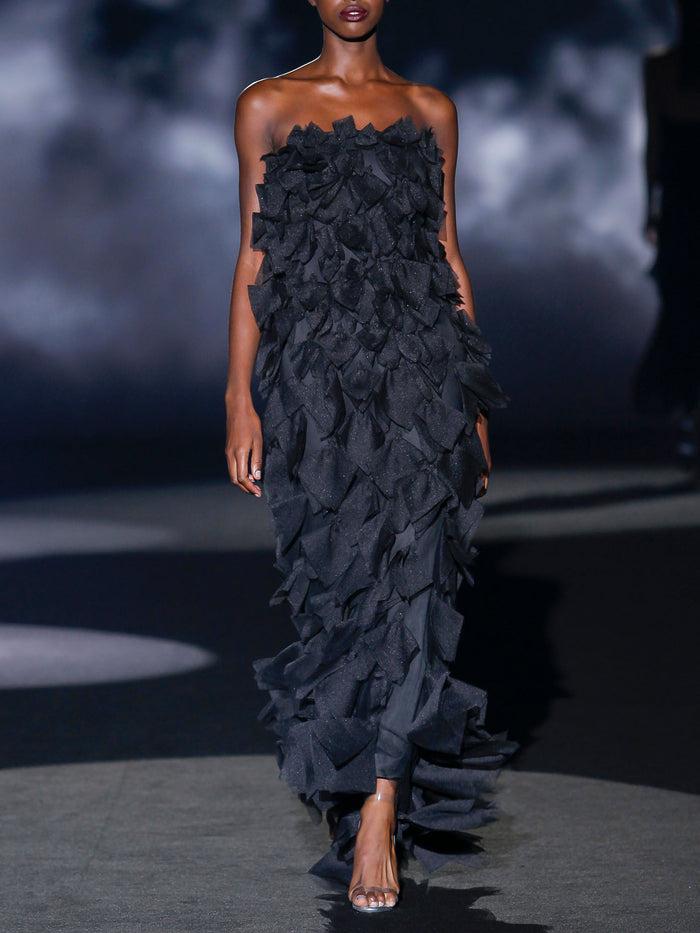 Hannibal Laguna Look 8 XENDRA | Vestido Largo De Fiesta En Organza Color Negro