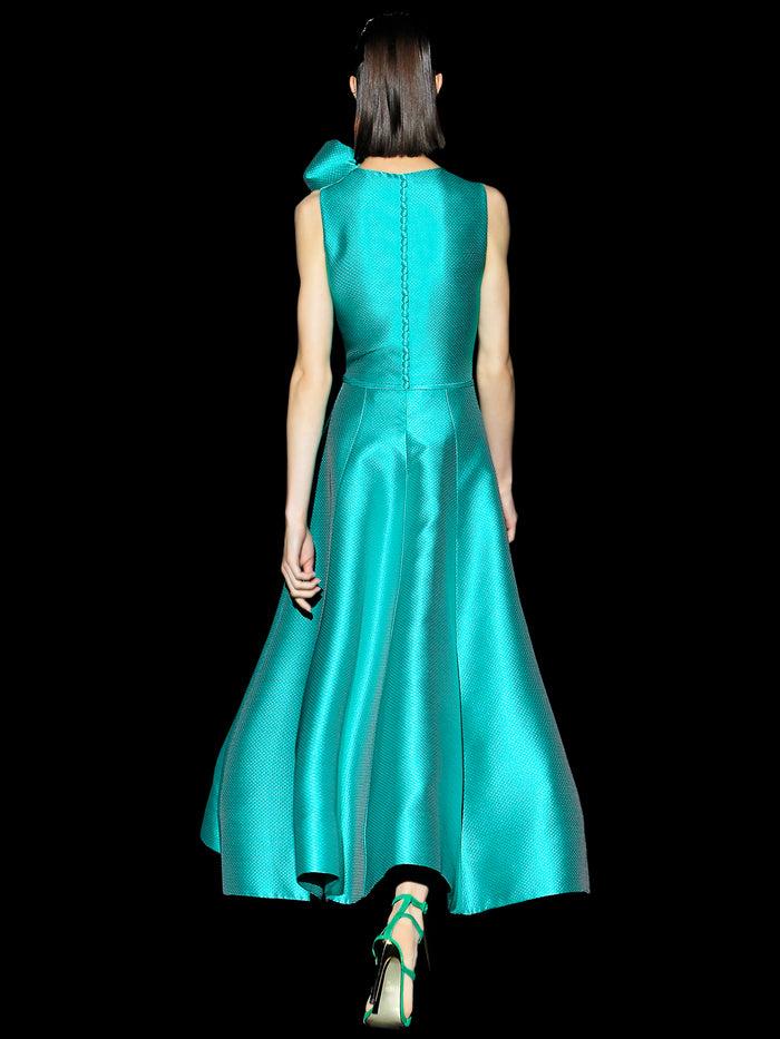 Hannibal Laguna LOOK 9 BERDINELI | Vestido En Gran Pique Hiervabuena Con Falda De Nesgas