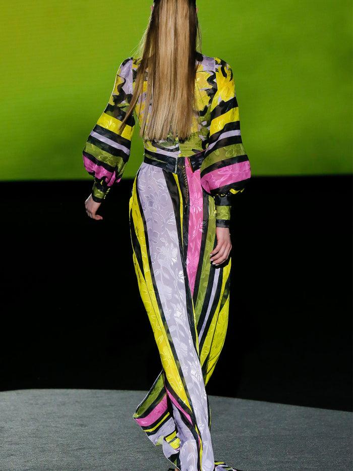 Hannibal Laguna LOOK 9 FORTUNIA | Vestido De Fiesta Escote En V Y Falda En Gasa Devoré