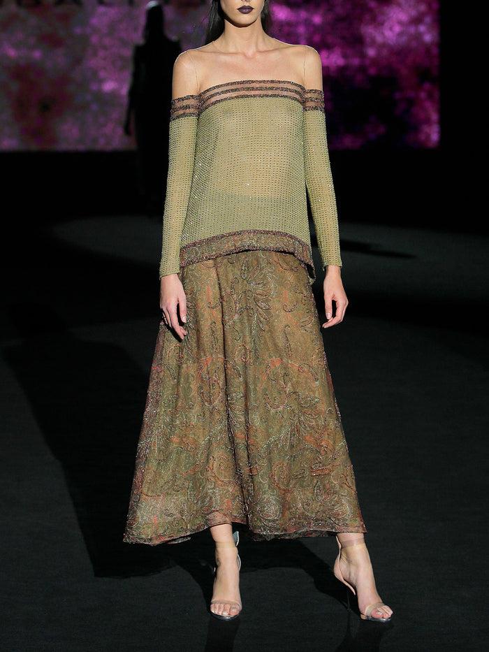 Hannibal Laguna LOOK 9 HAILOA Y HANY | Blusón Y Falda En Gasa Bordada