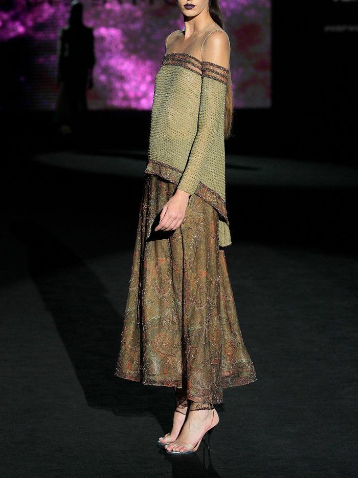 Hannibal Laguna LOOK 9 HAILOA Y HANY | Blusón Y Falda En Gasa Bordada