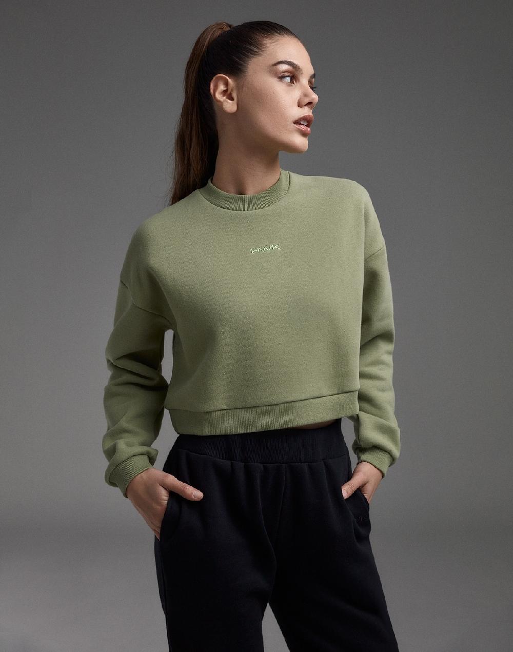 Hawkers MEX CROP SWEATSHIRT OLIVE
