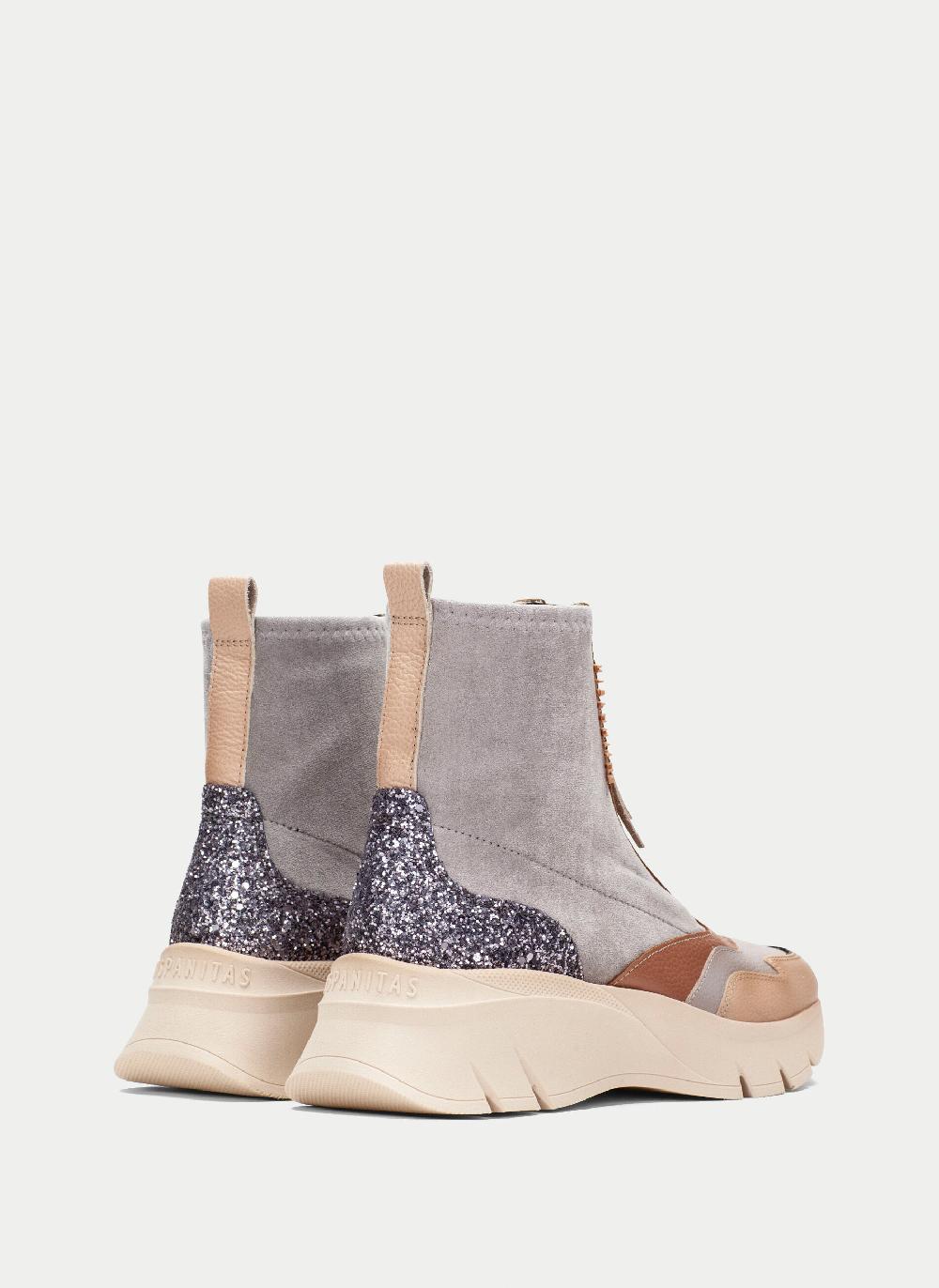 Hispanitas Botin Sport Helsinki Gris-tierra-glitter