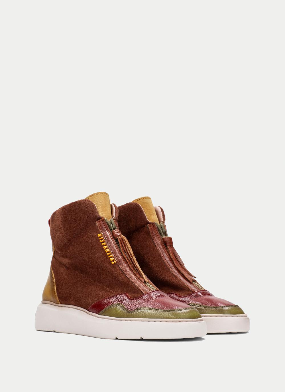 Hispanitas Botin Sport Oceania Cuero-mostaza-oliva