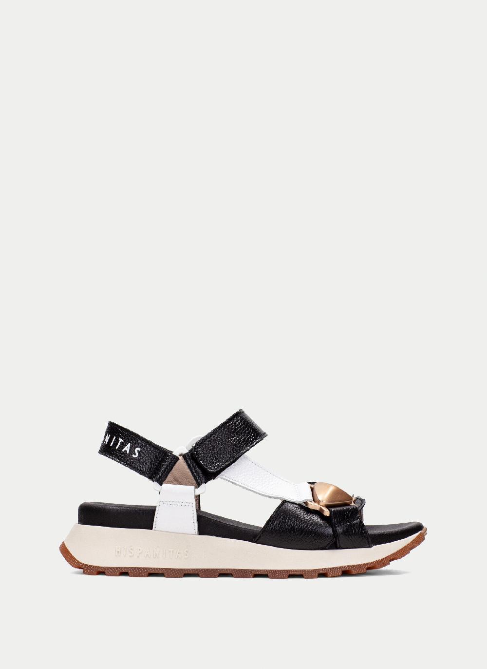 Hispanitas Sandalia Sport maui negro-blanco