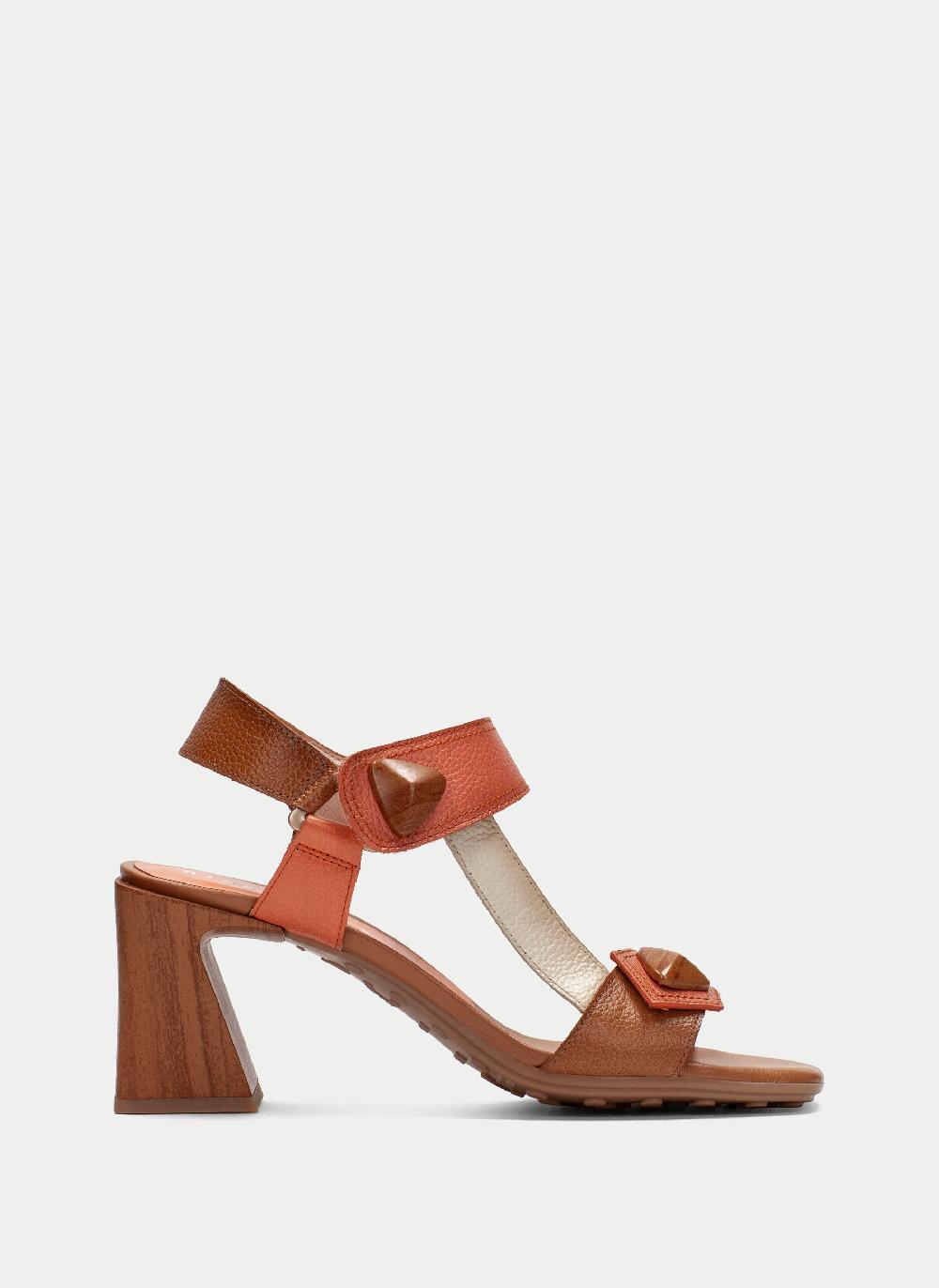 Hispanitas Sandalia Tacon miami cuero-coral