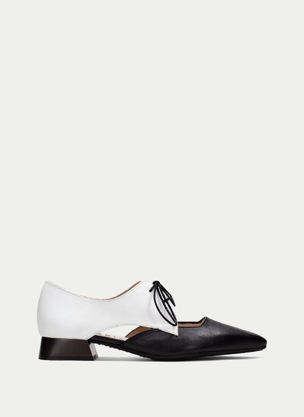 Hispanitas Zapato Plano dali blanco-negro