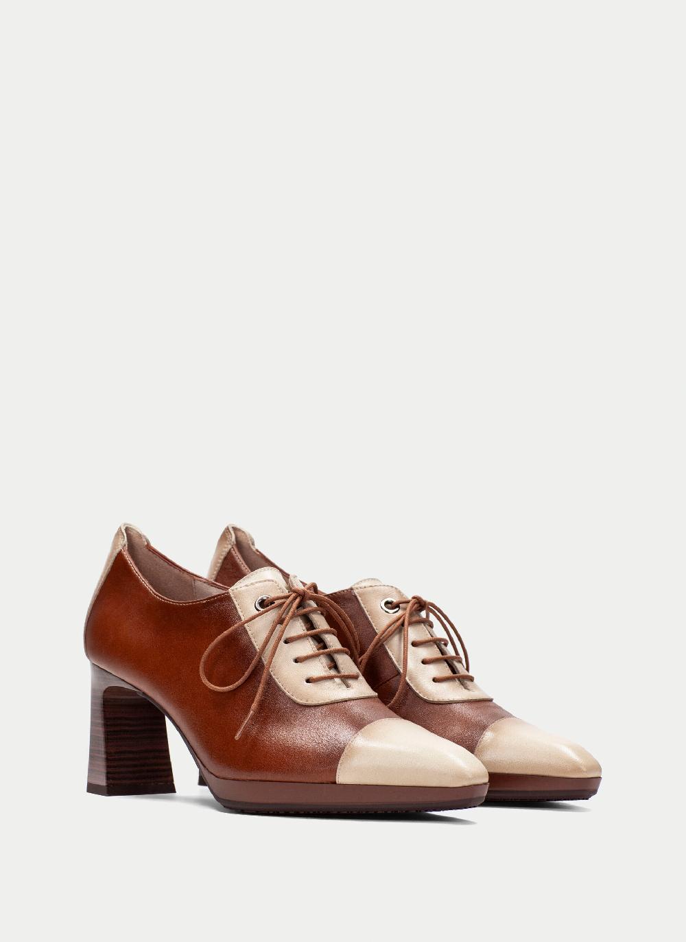 Hispanitas Zapato Tacon ankara cuero-milk